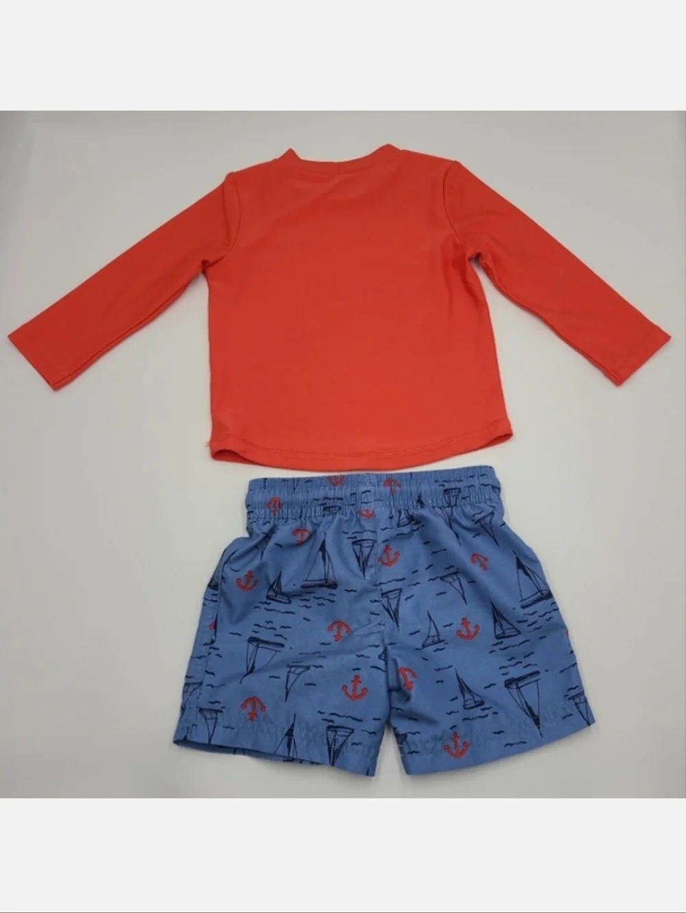 Carter's baby boy nautical swim trunks and rashguard set size 18 months
